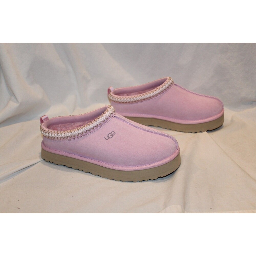 UGG TAZZ PLATFORM SUEDE SHEARLING LINED SLIPPER PYD PINK YOUTH 5 WOMEN 6.5-7 NEW - Picture 2 of 8